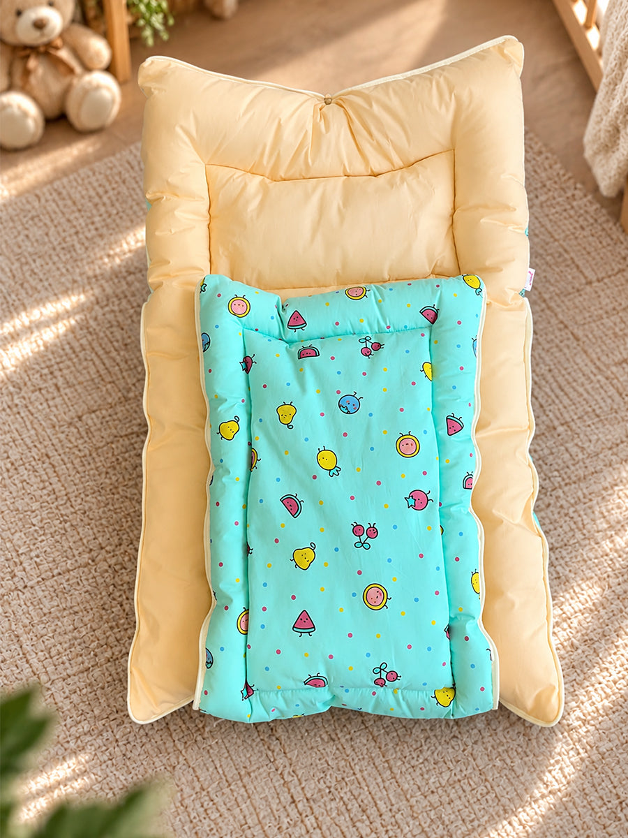 Ziva Double Shade Baby Bed Fruit Print Blue
