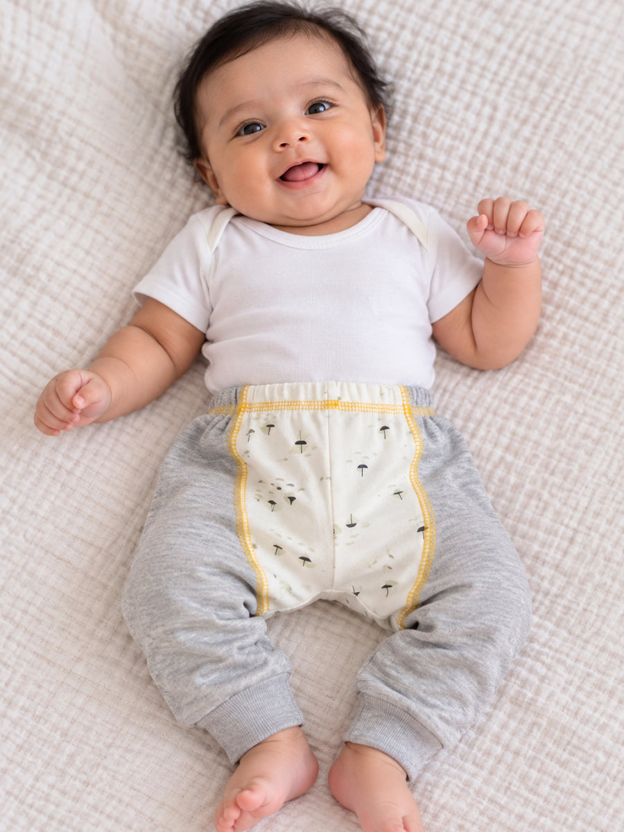 Baby Knitted Cotton Pants Combo – Pack of 3 | Assorted Teddy & Mini Print | 3–6 Months | Ziva Collected | Carefully Selected for Your Little One