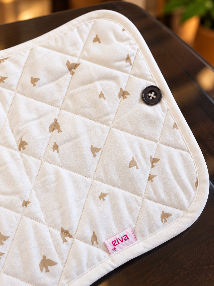 Ziva Baby Nappy & Diaper Changing Sheet – Foldable Travel Changing Mat with Storage Pocket | Soft White Little Bird Print