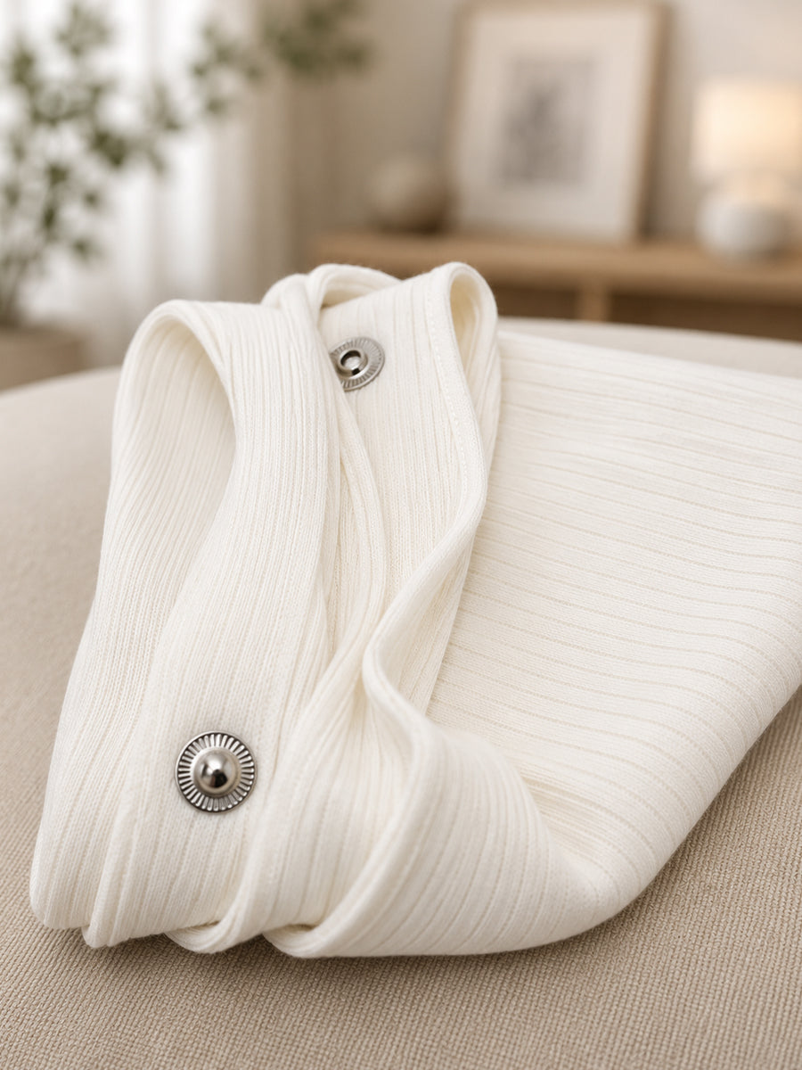 Ziva Multipurpose Nursing Cover – Premium Knitted Cotton Breastfeeding Cover with Press Buttons | Off White