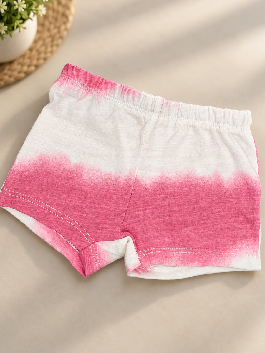 Ziva Baby Premium Knitted Cotton Shorts Combo – Pack of 2 | Pink Brushed Stripe & Multicolour Stripe