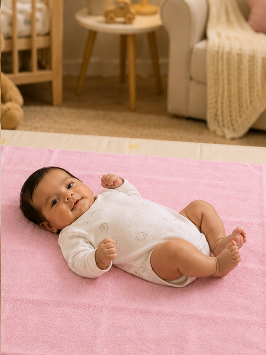 Ziva Baby Dry Sheet, Large (Bed Protector) | Extra Absorbent | Waterproof & Breathable | Baby Pink | Large (110 × 90 cm)