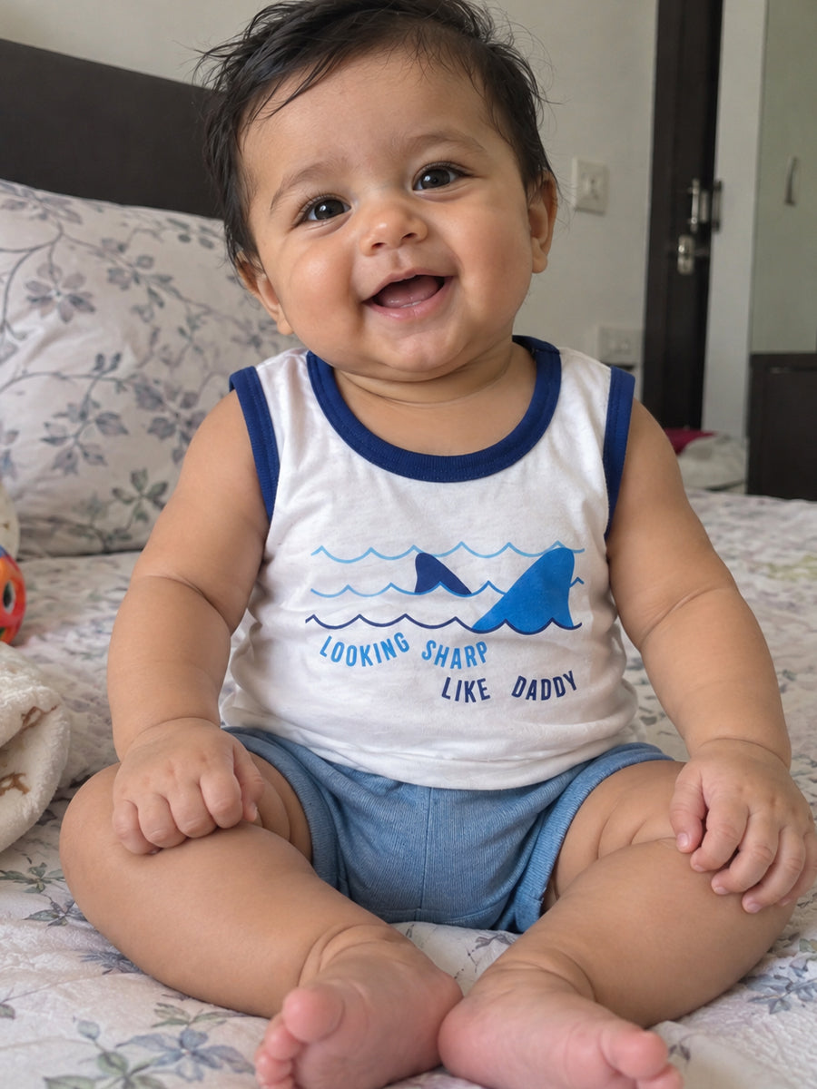 Baby Cotton Sleeveless T-Shirt Combo – Pack of 3 | Assorted Printed Tops | 3–6 Months| Ziva Collected | Carefully Selected for Your Little One