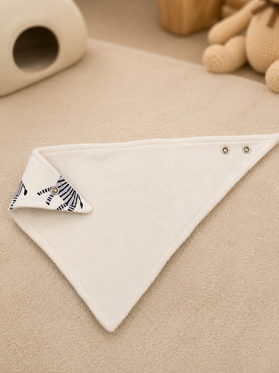Ziva Premium Knitted Cotton Baby Bib – Pack of 3 | Soft Terry Lining | Adjustable Press Buttons | Assorted Animal Prints
