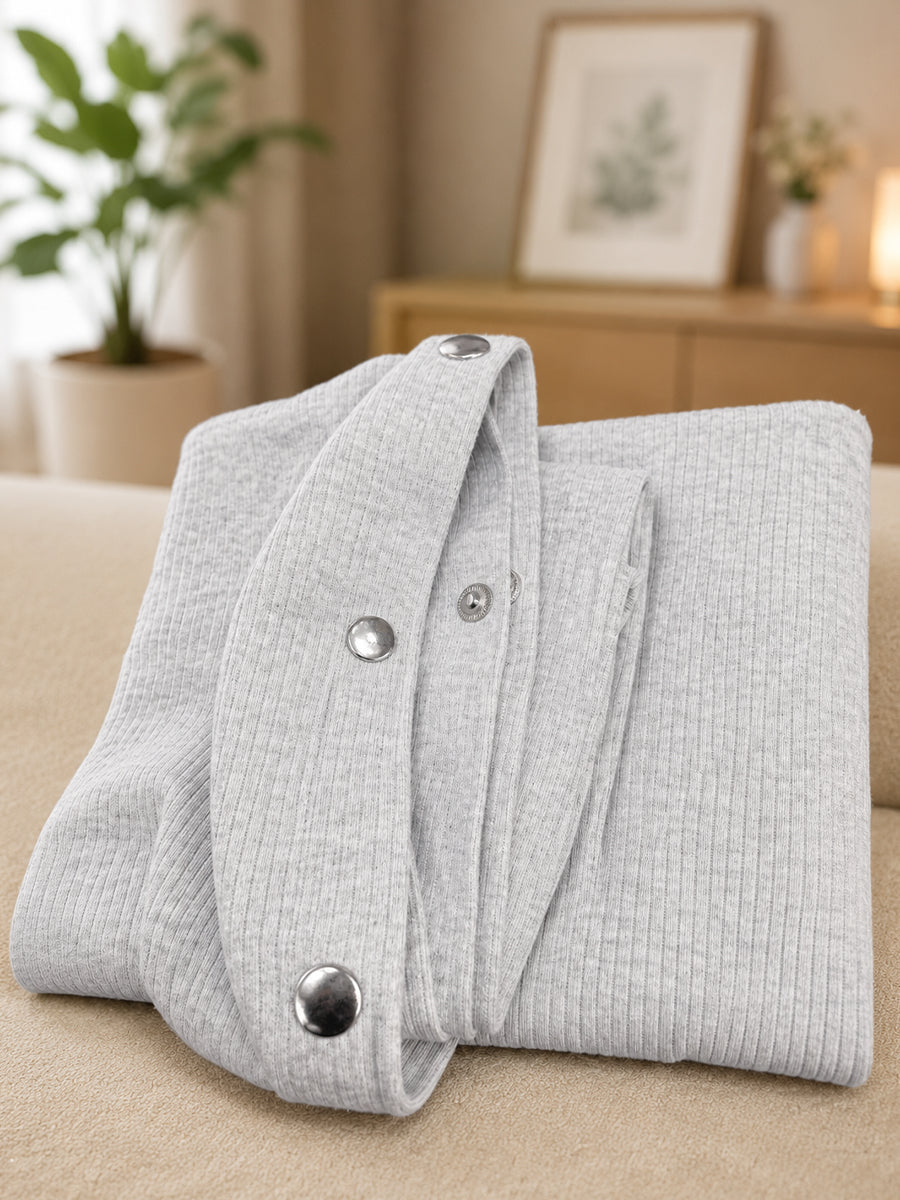 Ziva Multipurpose Nursing Cover – Premium Knitted Cotton Breastfeeding Cover with Press Buttons | Light Grey