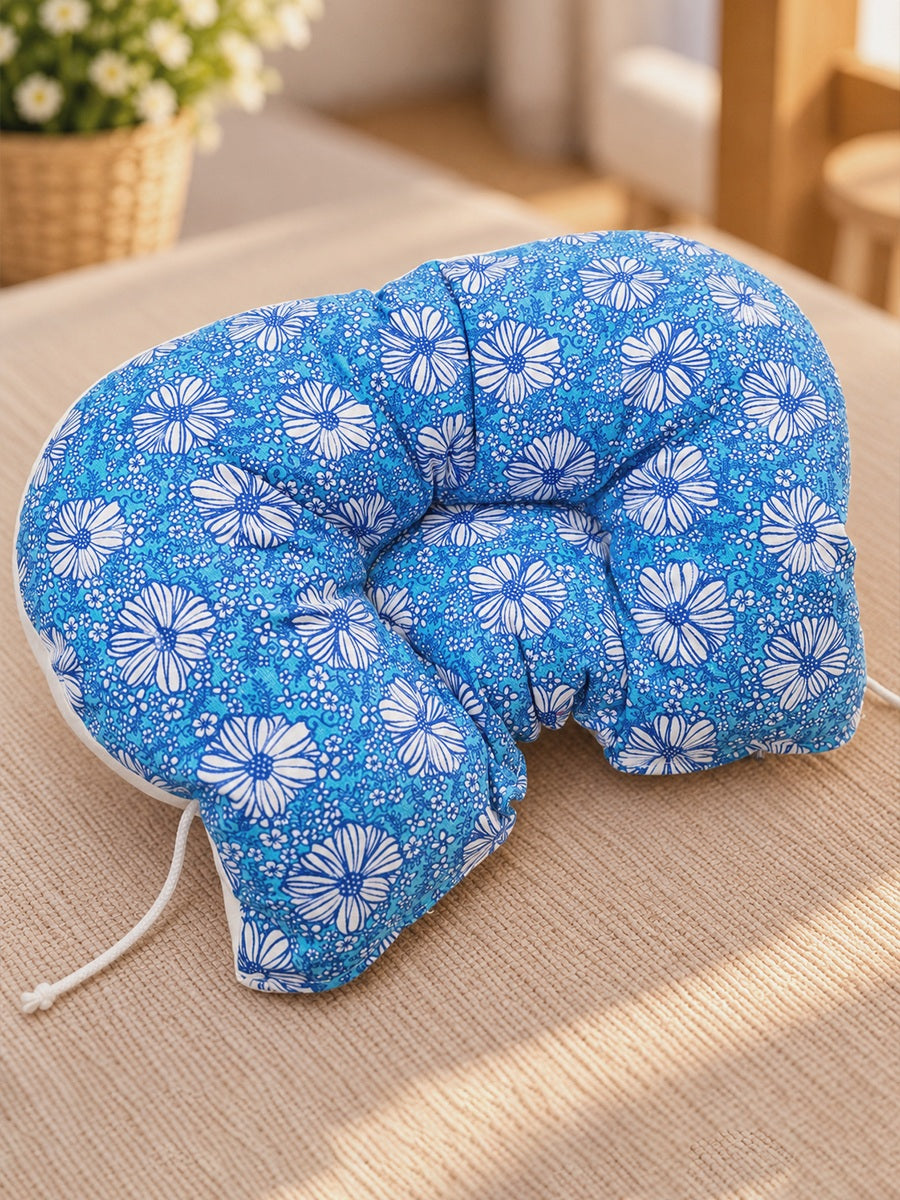 Ziva Multipurpose 3-Side Adjustable Support Pillow – Newborn to Adult | Blue Floral Print | Head, Neck, Back & Travel Support