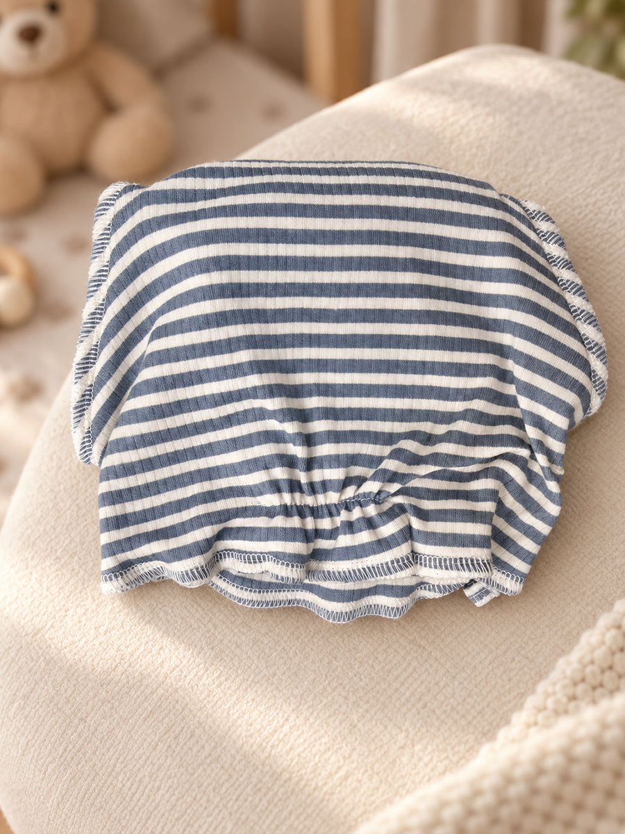Ziva Newborn Cotton Front Open Tie Jabla with Tie Nappy – Grey Blue Stripe | 1 Jabla + 1 Nappy