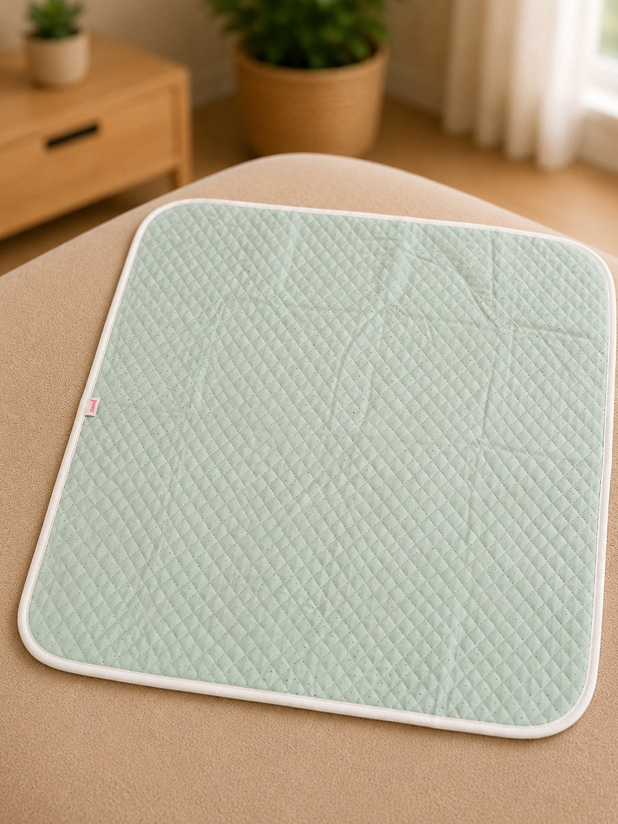 Ziva Premium Quilted Hooded Baby Towel | Seafoam Green with Small Polka Dots | Soft, Absorbent & Quick Dry