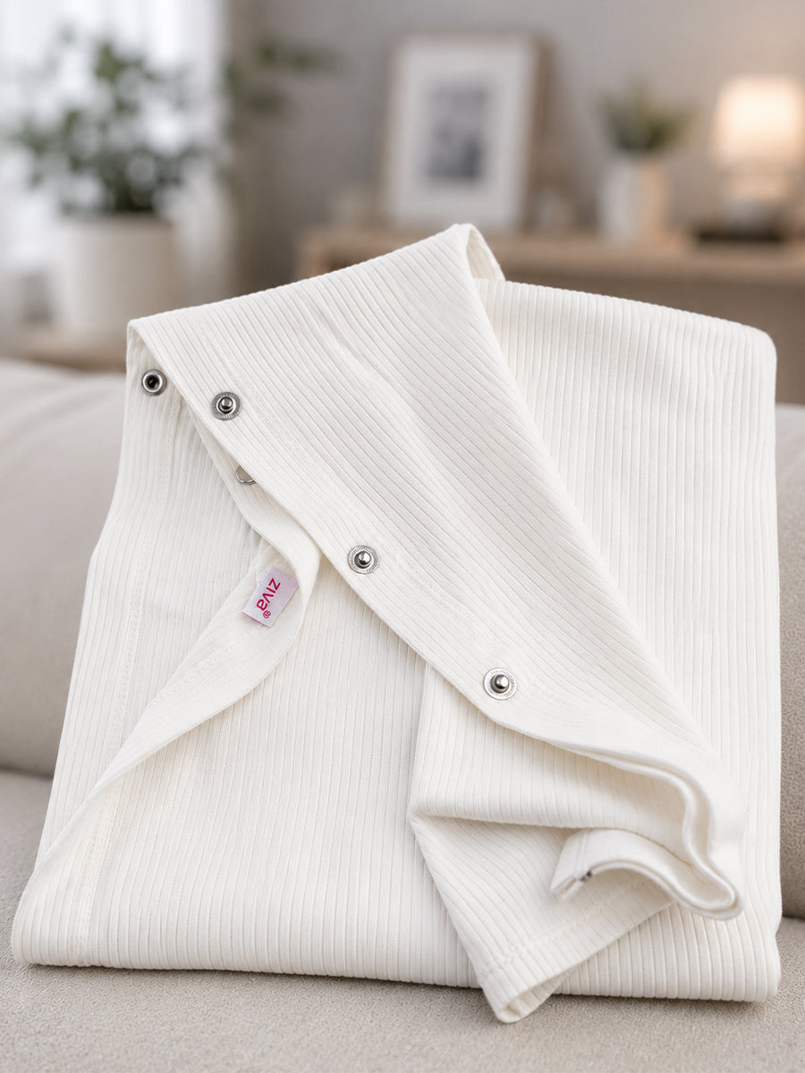 Ziva Multipurpose Nursing Cover – Premium Knitted Cotton Breastfeeding Cover with Press Buttons | Off White