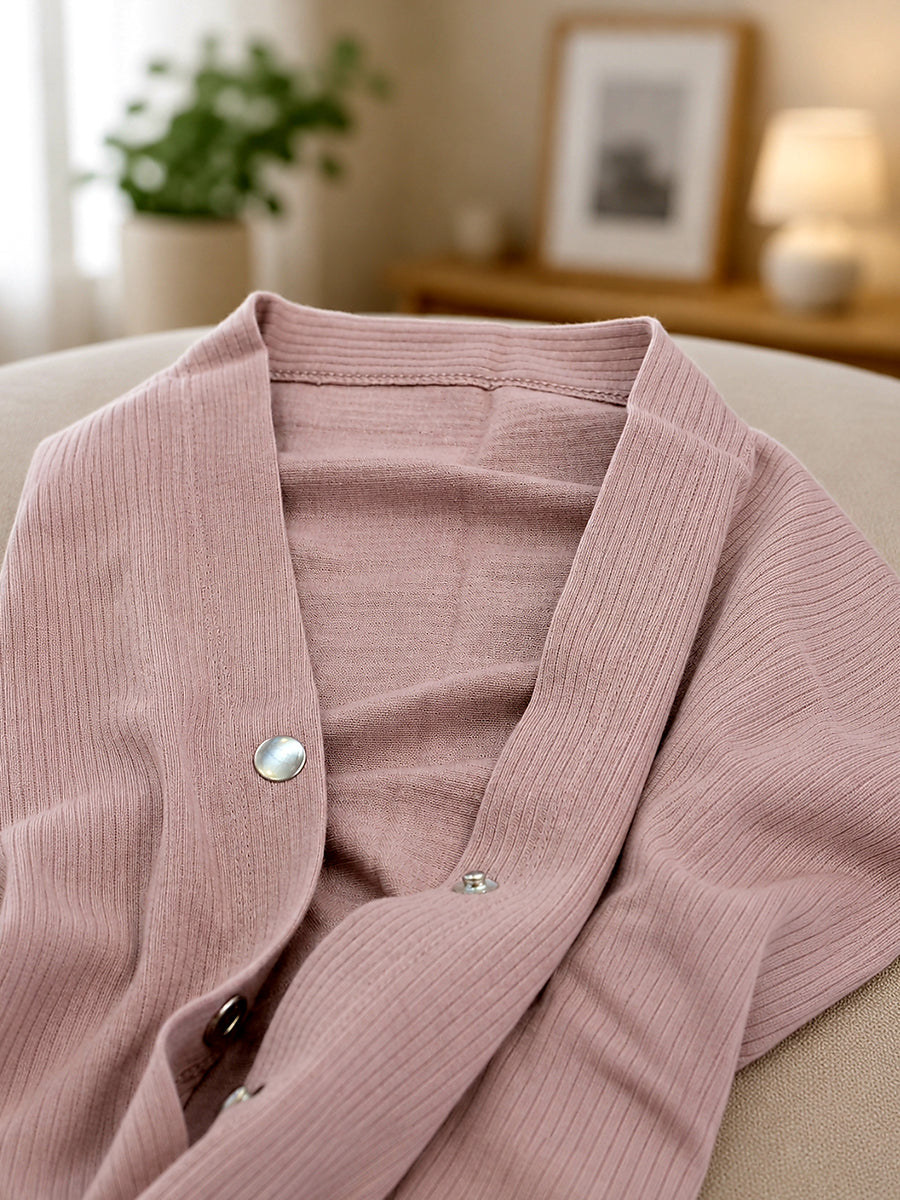 Ziva Multipurpose Nursing Cover – Premium Knitted Cotton Breastfeeding Cover with Press Buttons | Soft Rose Taupe