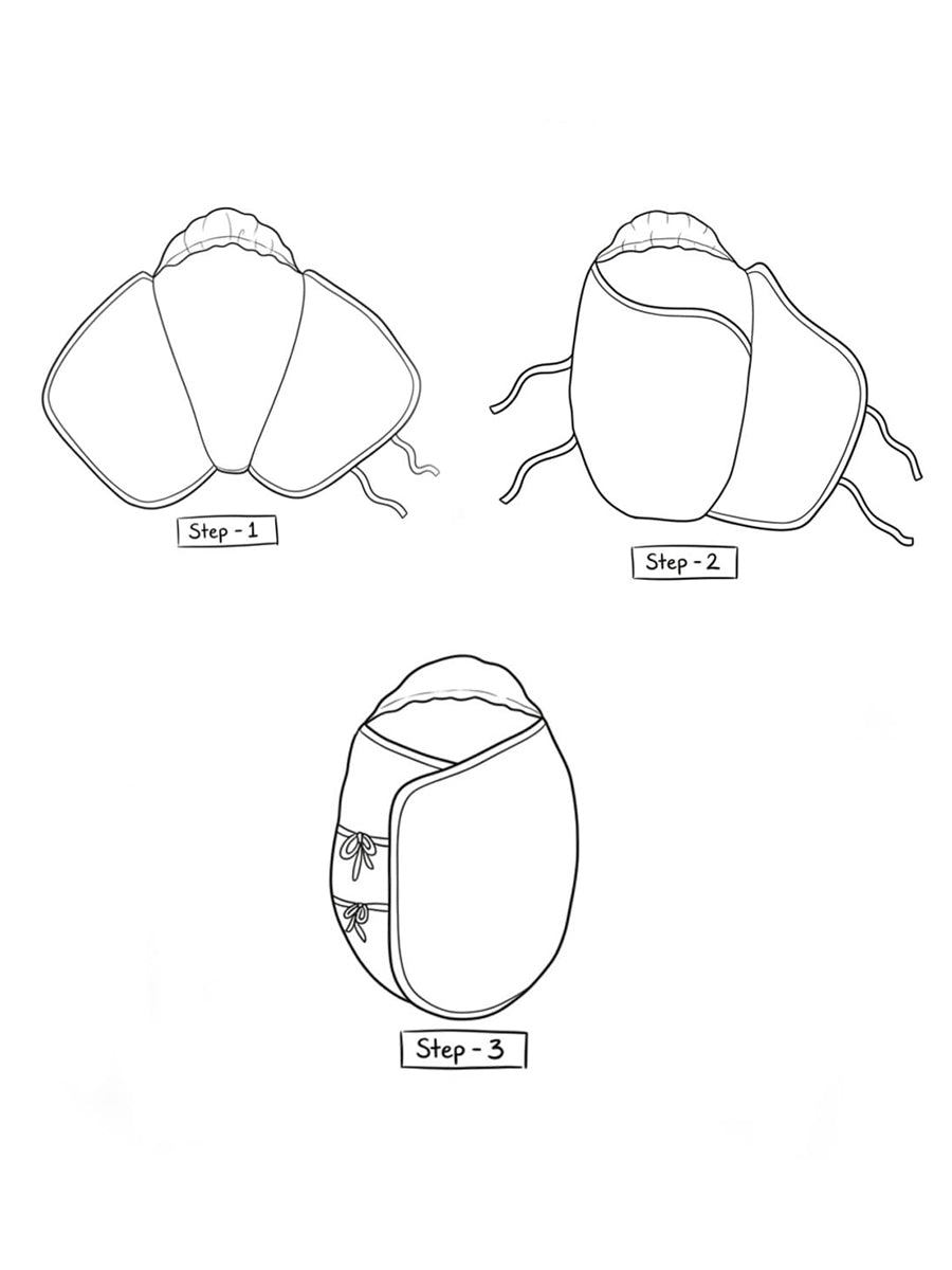 Ziva Cotton Baby Egg Wrap with Hood | Adjustable Side Tie | Double Shade | Sage Green with Butter Cream | Hooded Baby Wrapper
