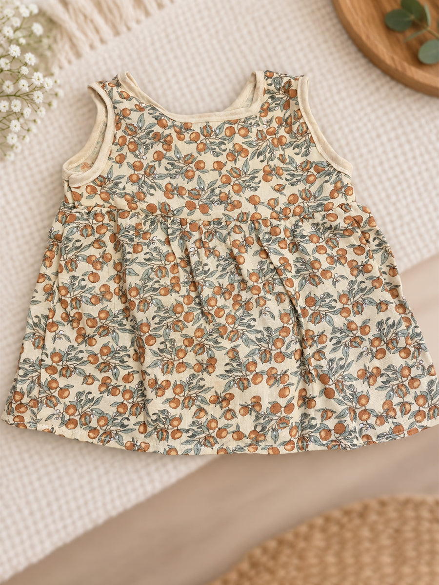 Ziva Muslin Baby Girl Frock – Side-Open Overlap with Adjustable Tie | Pack of 3 | 100% Cotton Muslin | Assorted Prints (Print Details: Check Product Description)