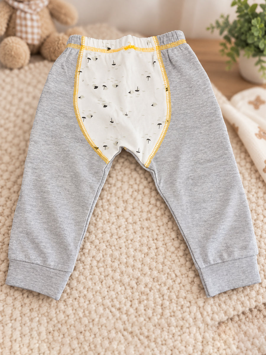 Baby Knitted Cotton Pants Combo – Pack of 3 | Assorted Teddy & Mini Print | 3–6 Months | Ziva Collected | Carefully Selected for Your Little One