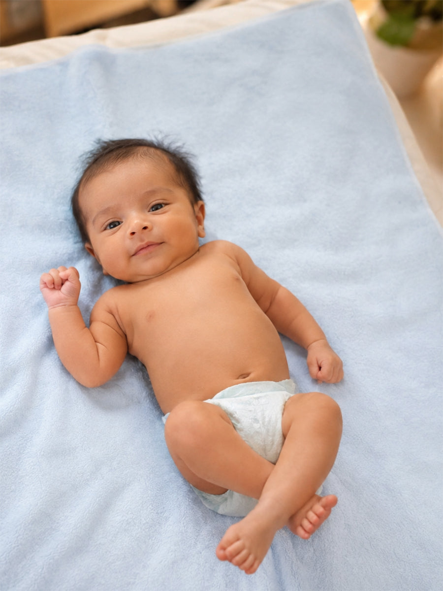 Ziva Baby Dry Sheet (Bed Protector) | Extra Absorbent | Waterproof & Breathable | Light Blue | Medium (90 × 70 cm)