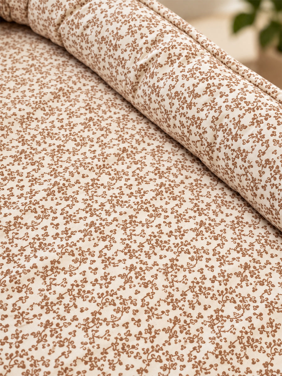 Premium Organic Cotton Baby Nest – Newborn Baby Lounger & Baby Bed | Beige Floral Vine Print. | Ziva Collected | Carefully Selected for Your Little One