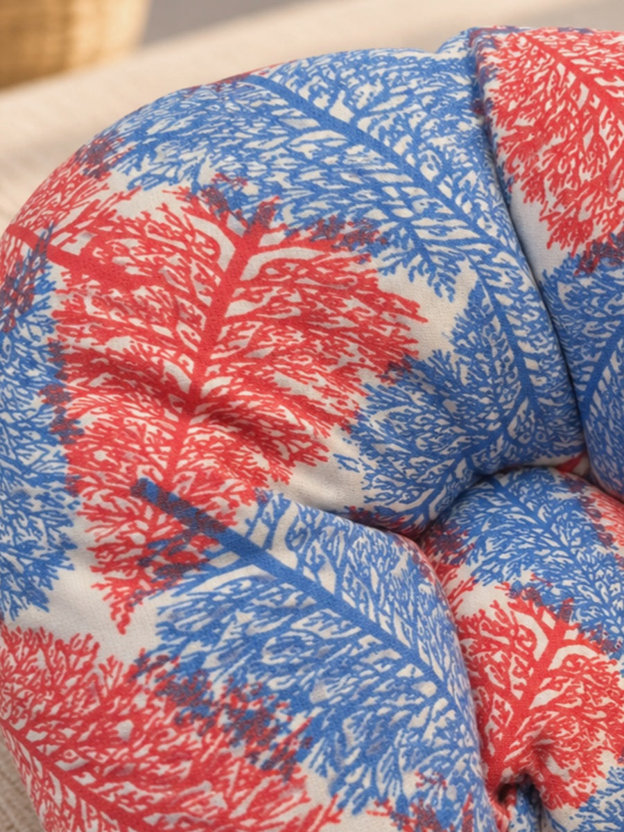 Ziva Multipurpose 3-Side Adjustable Support Pillow – Newborn to Adult | Red & Blue Botanical Print | Head, Neck, Back & Travel Support