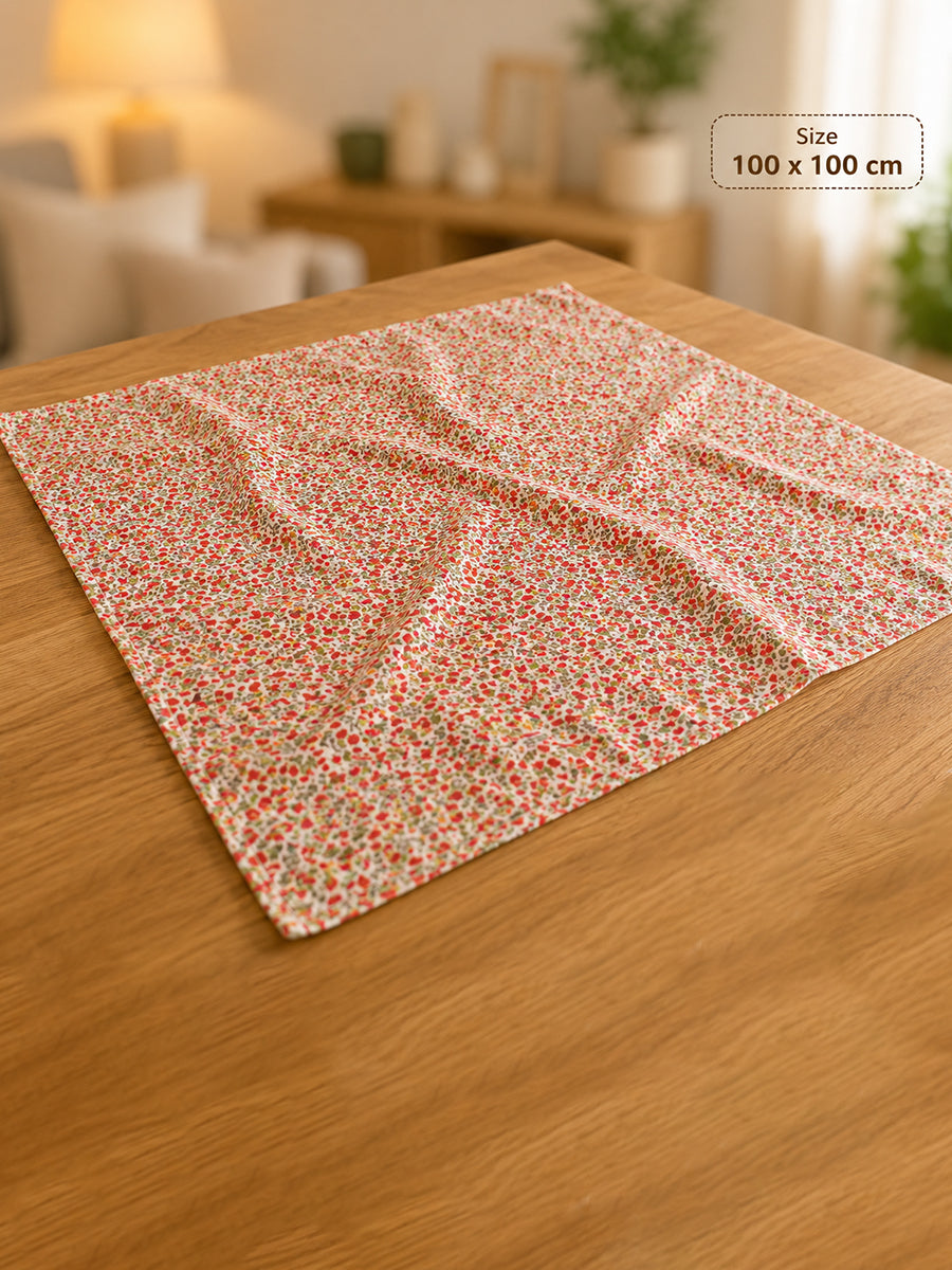 Ziva Premium Cotton Muslin Cloth – 3 Pieces | 100 × 100 cm Extra Large | Soft, Breathable & Multipurpose | Assorted Prints | Print Included: Wildflower Meadow Print