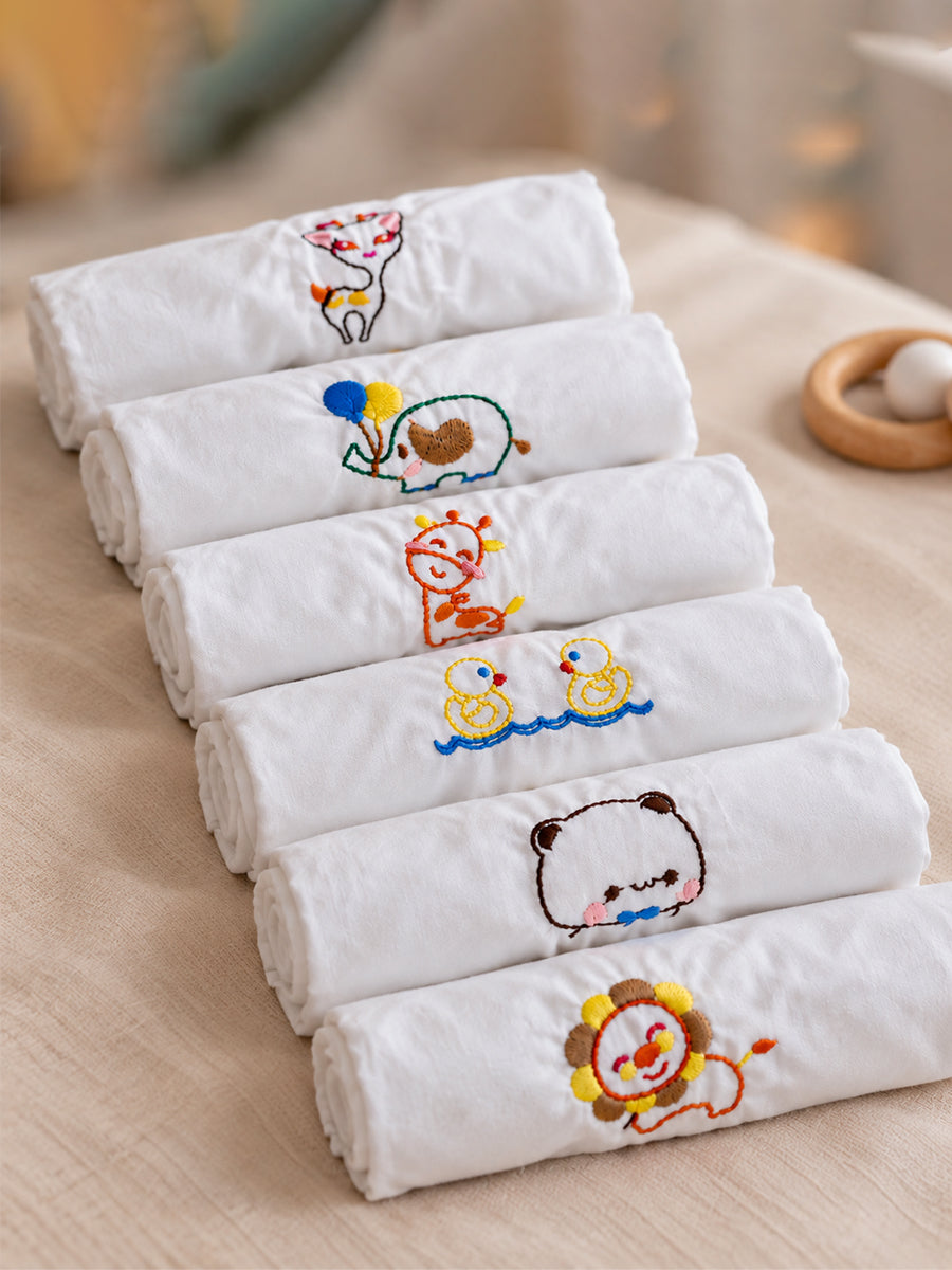 Ziva Premium Cotton Embroidery Jabla – Back Tie Newborn Baby Wear | Cute Animal Embroidery | 6 Pieces