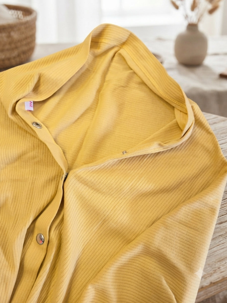 Ziva Multipurpose Nursing Cover – Premium Knitted Cotton Breastfeeding Cover with Press Buttons | Mustard Yellow