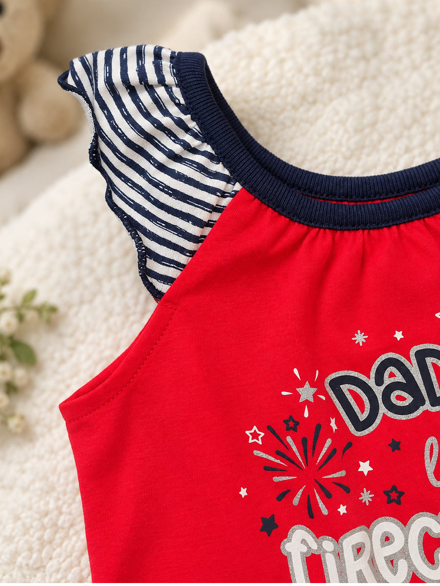 Baby Girl Premium Knitted Cotton Jumpsuit Combo – Navy Blue & Red | Flutter Sleeves | Press-Button Open | 0–3 to 18–24 Months |Ziva Collected | Carefully Selected for Your Little One