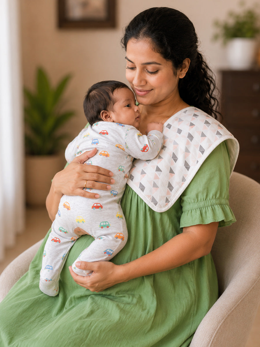 Ziva Premium Cotton Baby Burp Cloth – Soft, Absorbent & Multipurpose | Assorted Colours | 3 Pieces