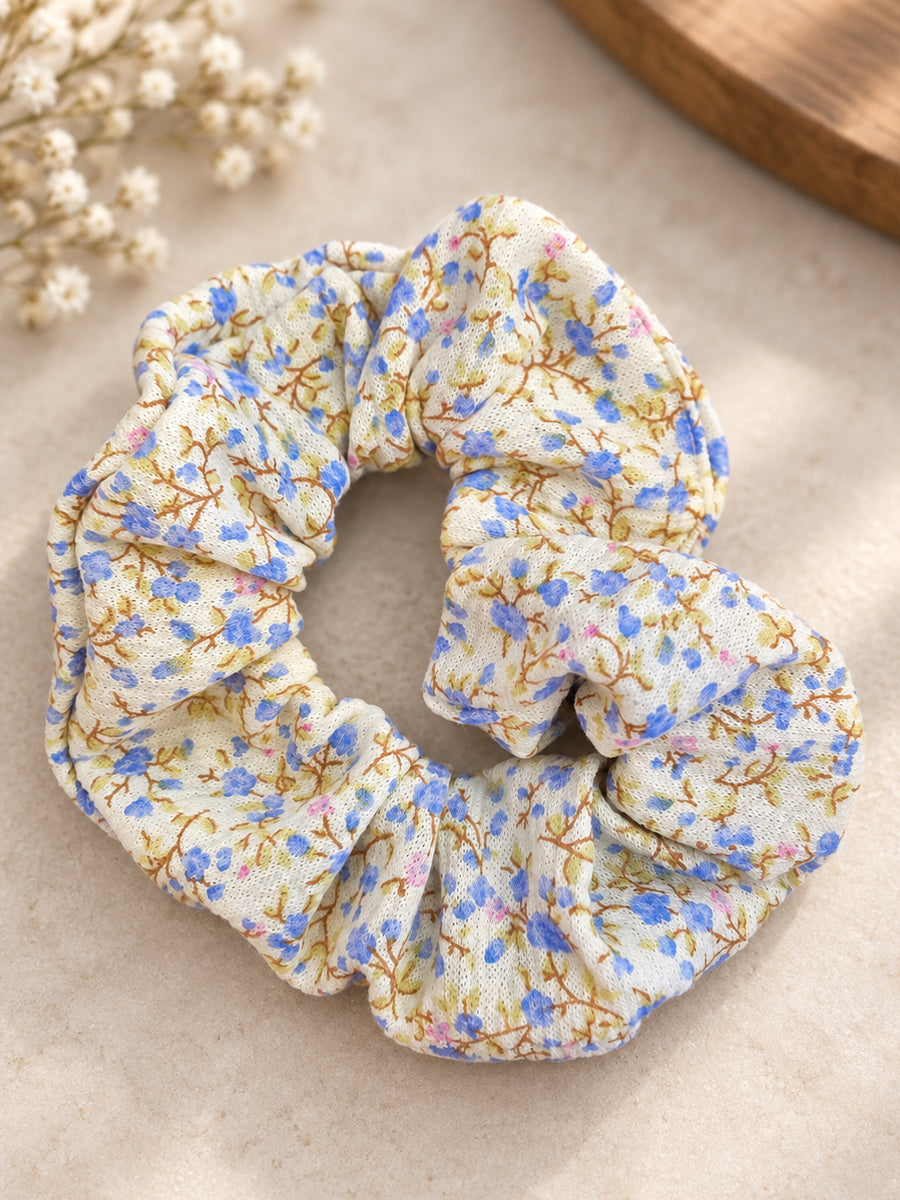 Ziva Moms Floral Bow Hair Band – Pink & Blue Blossom Print | Soft Fabric Scrunchie-Style Hair Band | 2 Piece Combo