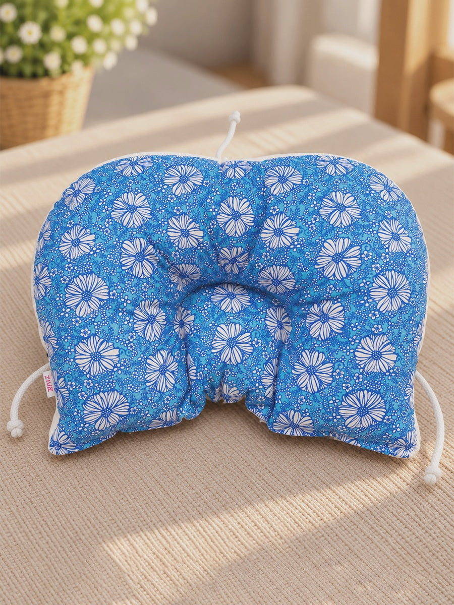 Ziva Multipurpose 3-Side Adjustable Support Pillow – Newborn to Adult | Blue Floral Print | Head, Neck, Back & Travel Support