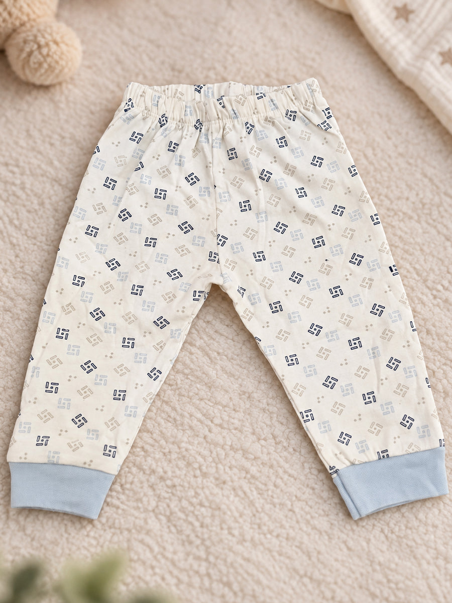 Baby Knitted Cotton Pants Combo – Pack of 3 | Assorted Cute Baby Prints | 6–9 Months | Ziva Collected | Carefully Selected for Your Little One