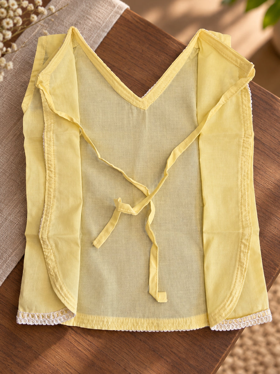 Ziva Baby Cotton V-Neck Top & Bloomer Set – Soft Yellow | Back Tie | 1 Top + 1 Bloomer