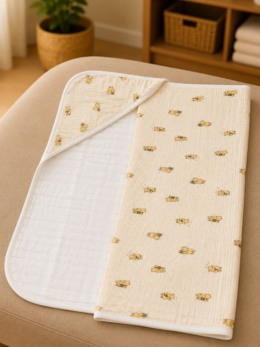 Ziva Premium Quilted Hooded Baby Towel | Off White & Light Yellow | Classic Winnie the Pooh Print | Soft, Absorbent & Quick Dry