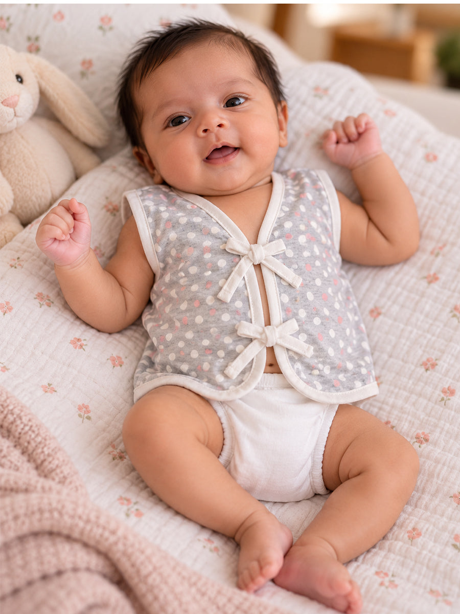 Ziva Knitted Cotton Front Tie Printed Jabla – Pastel & Monochrome Print Collection | 3 Pieces