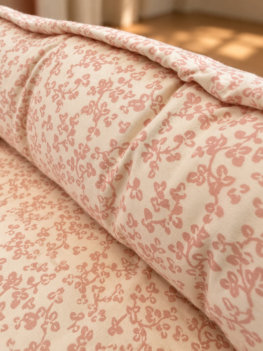 Premium Organic Cotton Baby Nest – Newborn Baby Lounger & Baby Bed | Peach Floral Vine Print |Ziva Collected | Carefully Selected for Your Little One