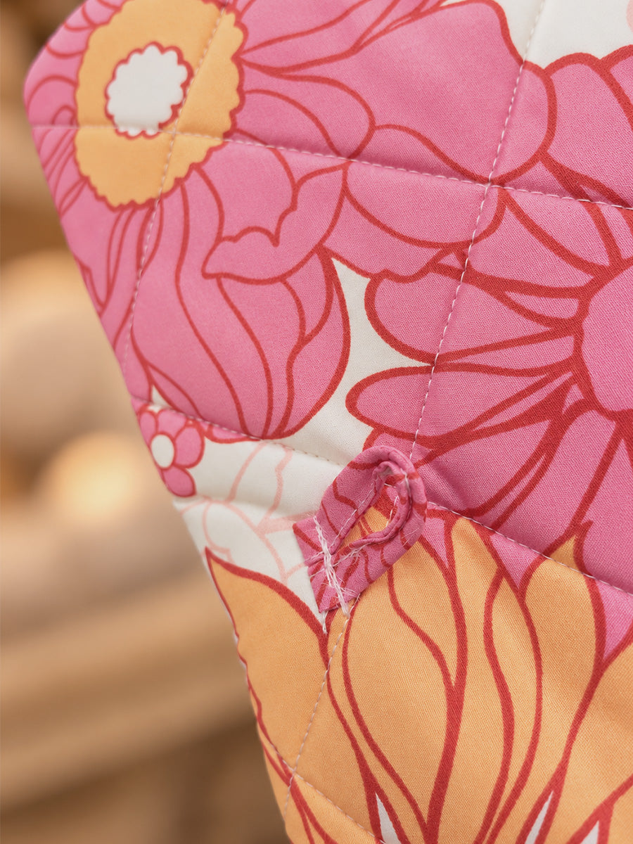 Ziva Baby Nappy & Diaper Changing Sheet – Foldable Travel Changing Mat with Storage Pocket | Pink & Peach Floral Print