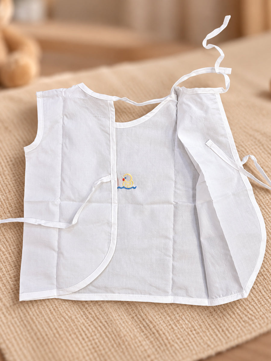 Ziva Premium Cotton Embroidery Jabla – Back Tie Newborn Baby Wear | Cute Animal Embroidery | 6 Pieces