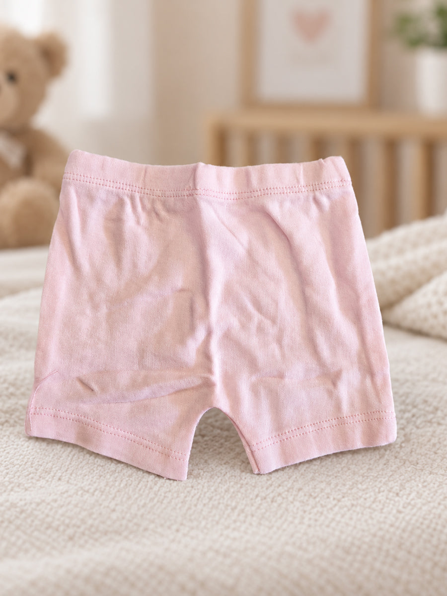 Ziva Baby Jabla & Nicker Set – White & Baby Pink | Knitted Cotton | Front Press-Button Open | 1 Jabla + 1 Nicker
