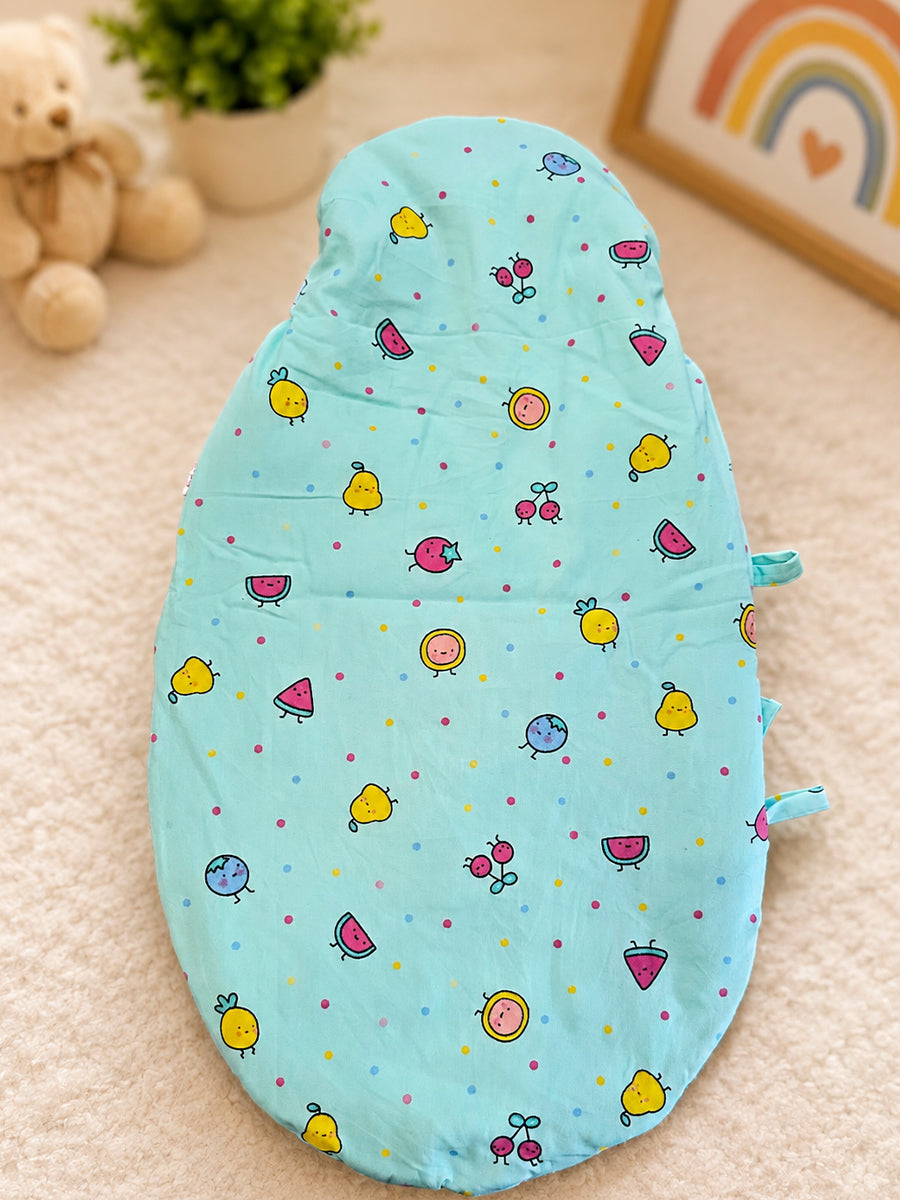 Ziva Cotton Baby Egg Wrap with Hood | Adjustable Side Tie | Double Shade | Sage Green with Butter Cream | Hooded Baby Wrapper