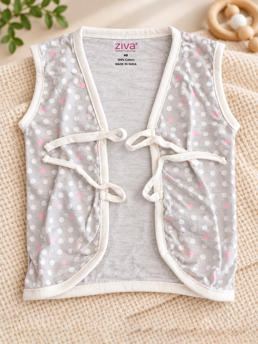 Ziva Knitted Cotton Front Tie Printed Jabla – Pastel & Monochrome Print Collection | 3 Pieces
