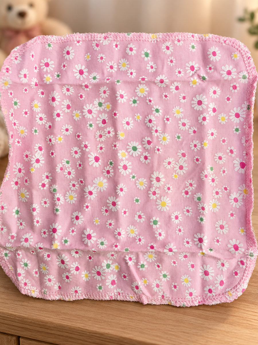 Ziva Baby Premium Knitted Cotton Wipes – Pack of 6 | Assorted Baby Girl Prints (Print Details: Check Product Description)