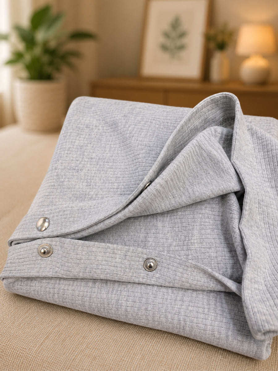 Ziva Multipurpose Nursing Cover – Premium Knitted Cotton Breastfeeding Cover with Press Buttons | Light Grey