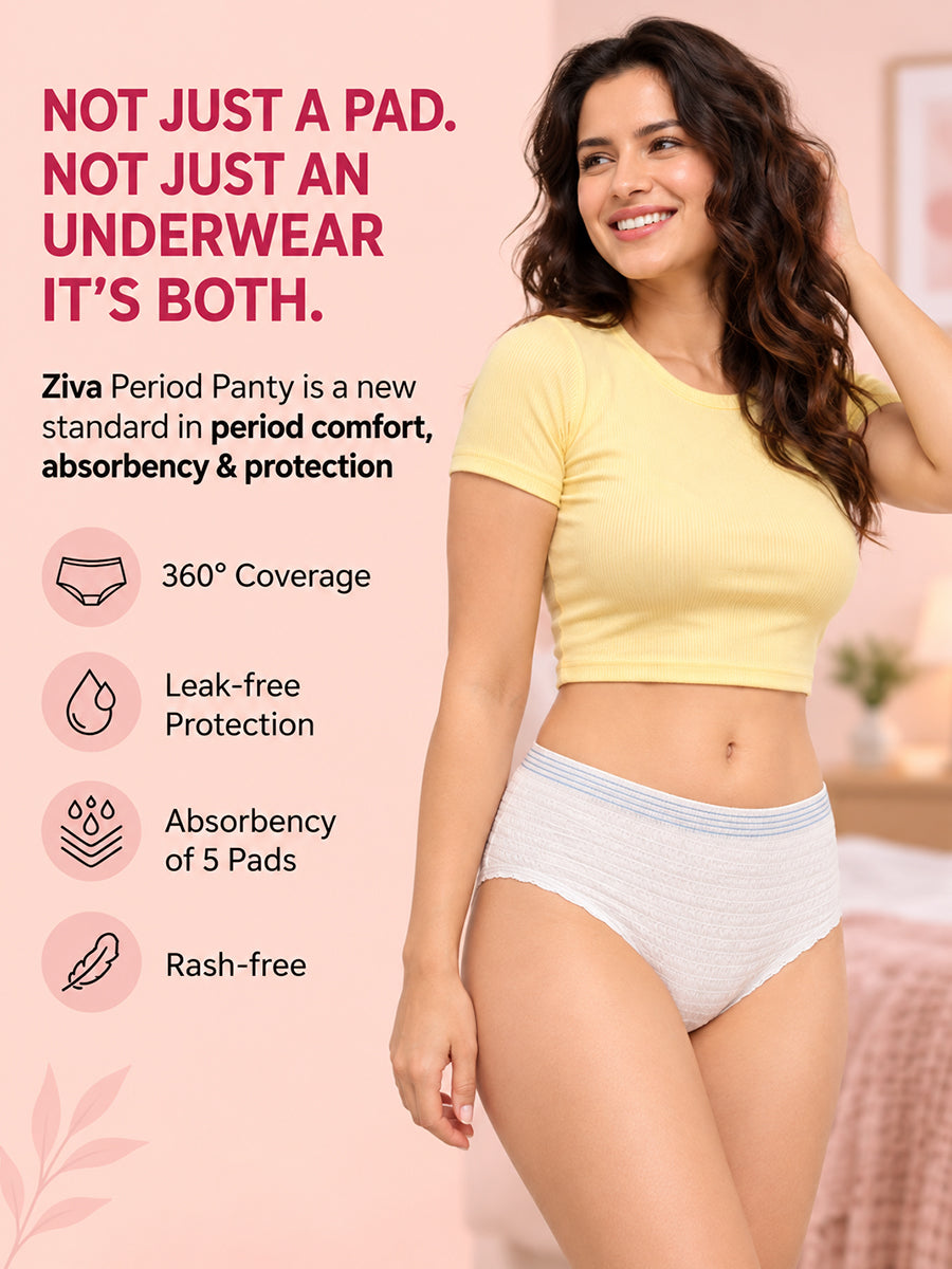 Ziva Premium Super Absorbent Period Panty – 3 Piece Pack | 360° Leakage Protection & Full-Back Coverage