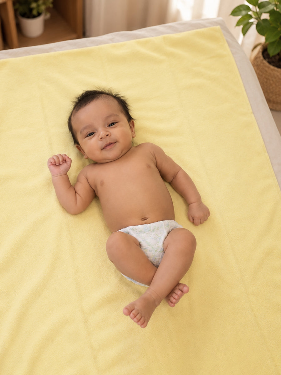 Ziva Baby Dry Sheet, Large (Bed Protector) | Extra Absorbent | Waterproof & Breathable | Lemon Yellow |  (110 × 90 cm)