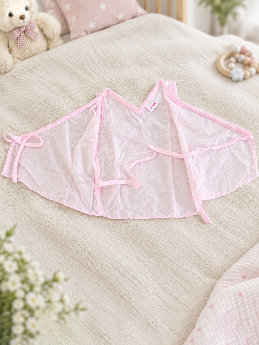 Ziva Baby Cotton Wrap Top & Bloomer Set – Soft Baby Pink | V-Neck Side Tie | 1 Wrap Top + 1 Bloomer