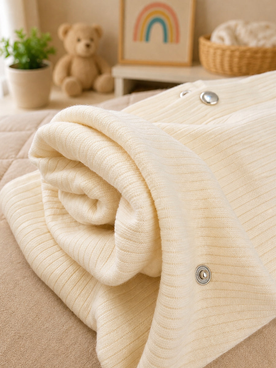 Ziva Multipurpose Nursing Cover – Premium Knitted Cotton Breastfeeding Cover with Press Buttons | Cream