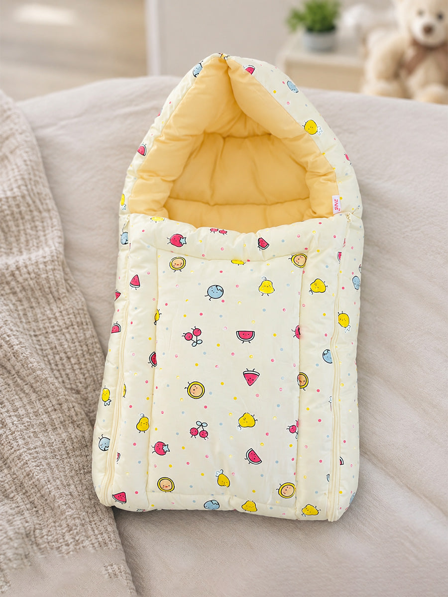 Ziva Double Shade Baby Bed Fruit Print Yellow
