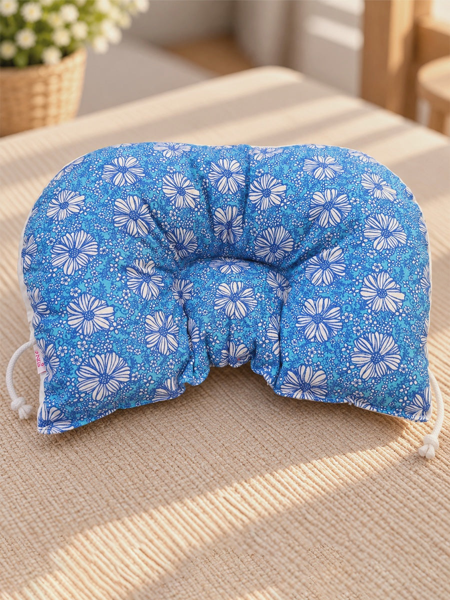 Ziva Multipurpose 3-Side Adjustable Support Pillow – Newborn to Adult | Blue Floral Print | Head, Neck, Back & Travel Support