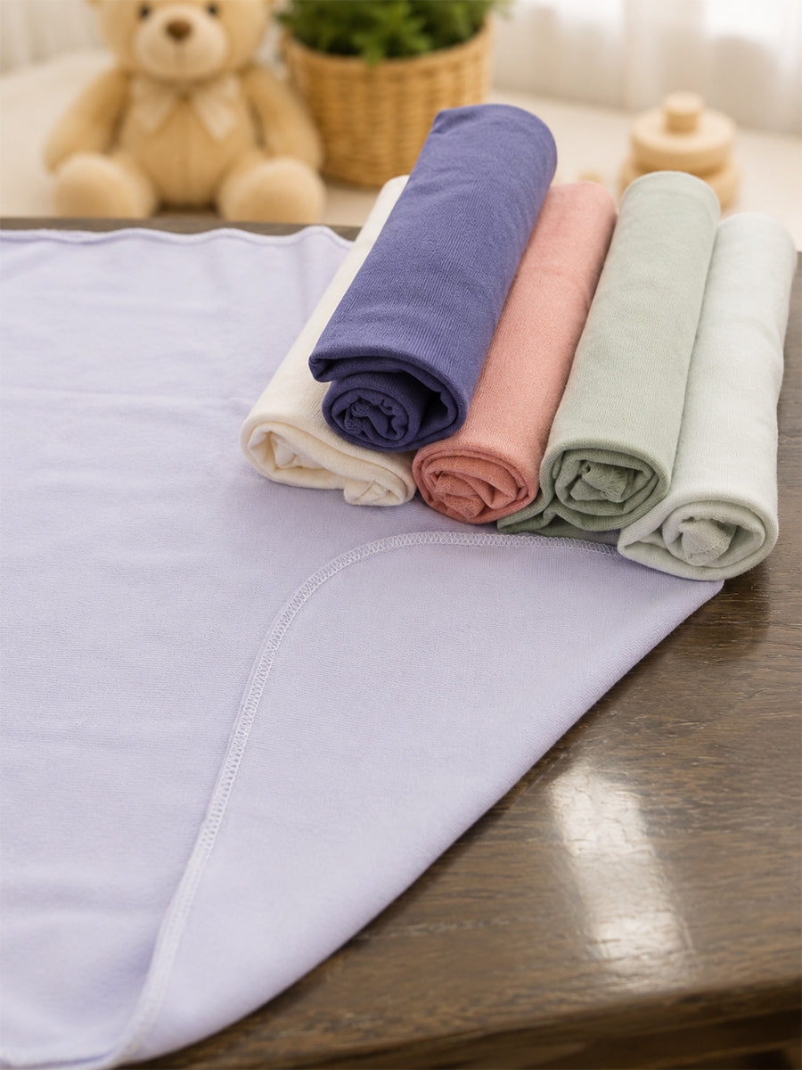Ziva Baby Knitted Cotton Multipurpose Wipes & Kids Handkerchief – Earthy Pastel | 11" × 11" | Pack of 6