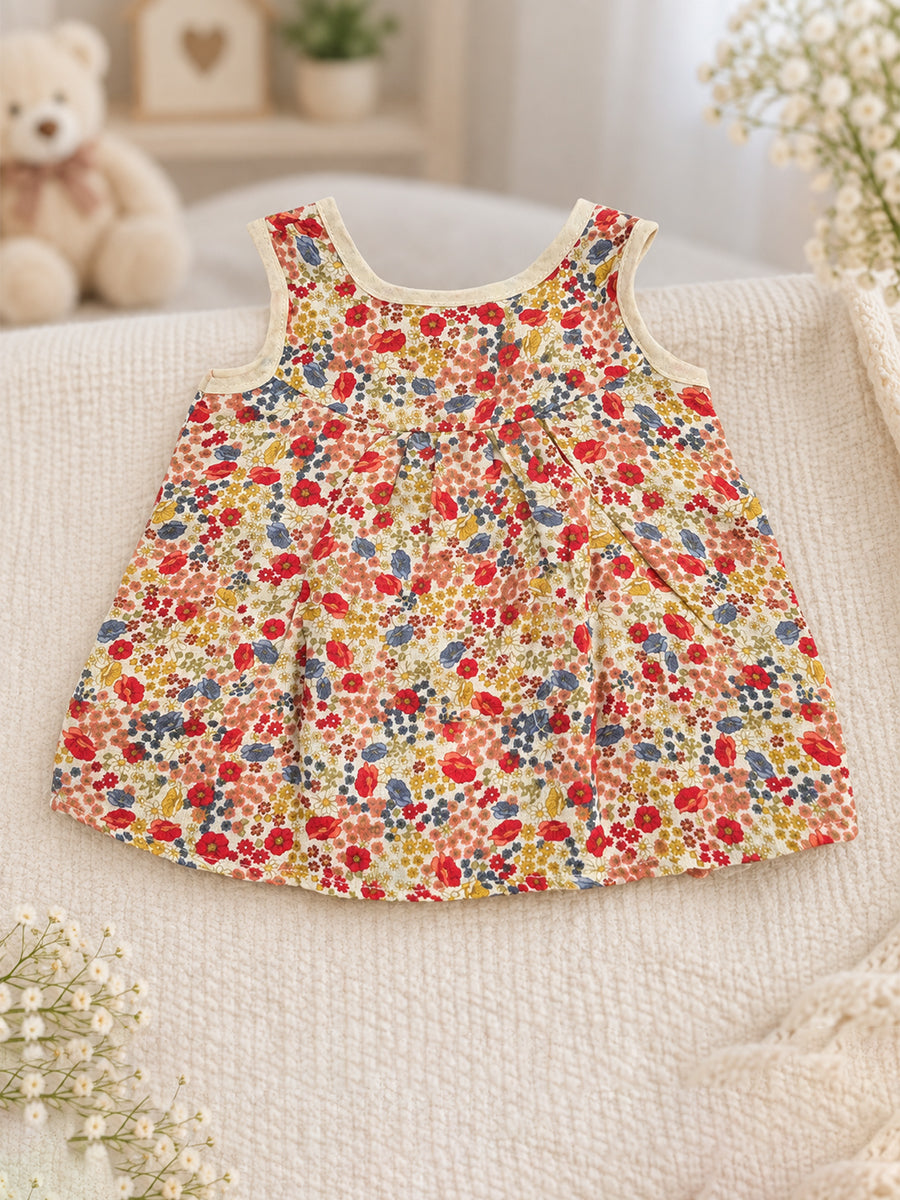 Ziva Muslin Baby Girl Front Button Frock – Pack of 3 | Premium Muslin Cotton | Assorted Floral Prints (Print Details: Check Product Description)