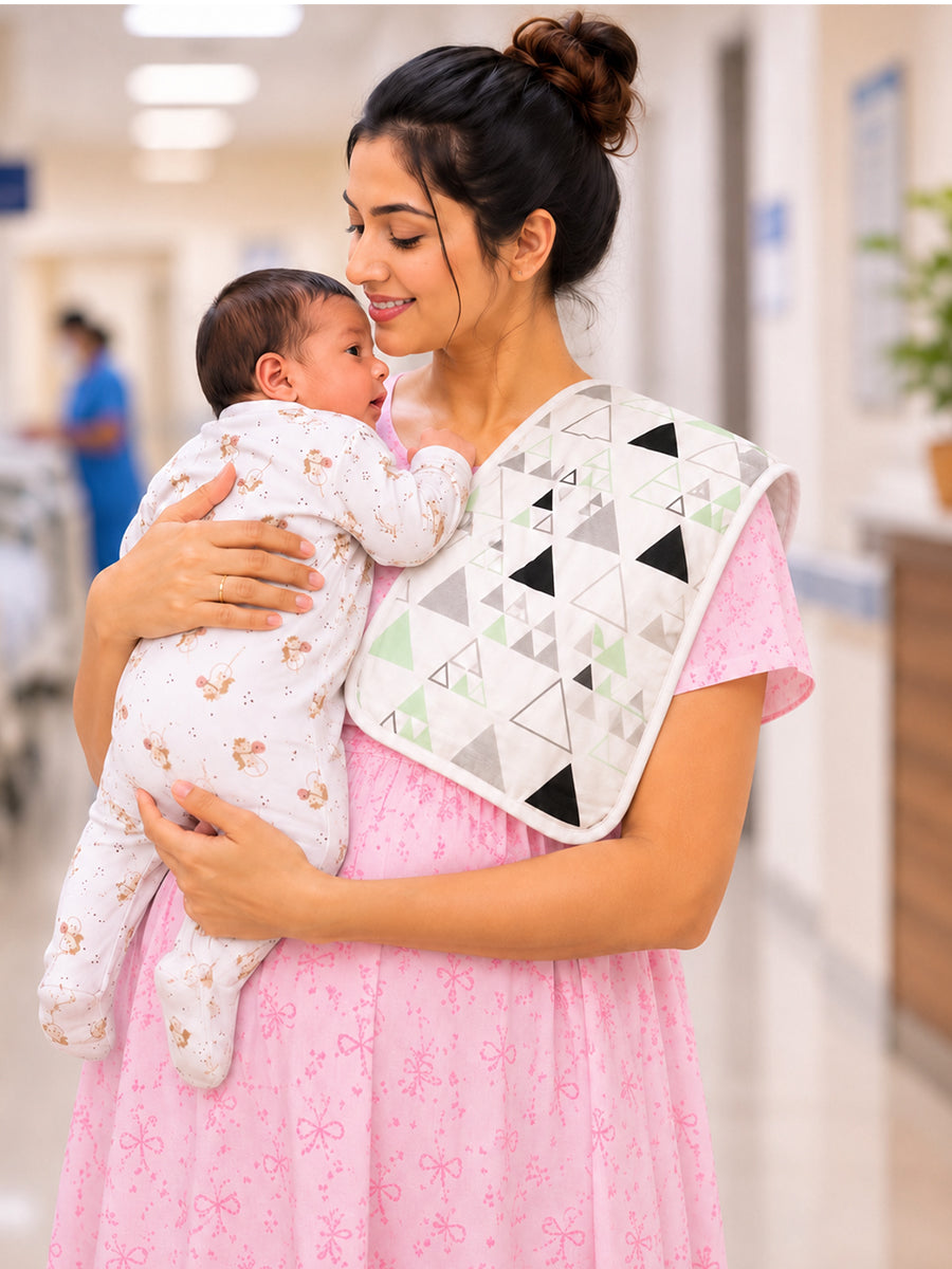 Ziva Premium Cotton Baby Burp Cloth – Soft, Absorbent & Multipurpose | Assorted Prints | 3 Pieces