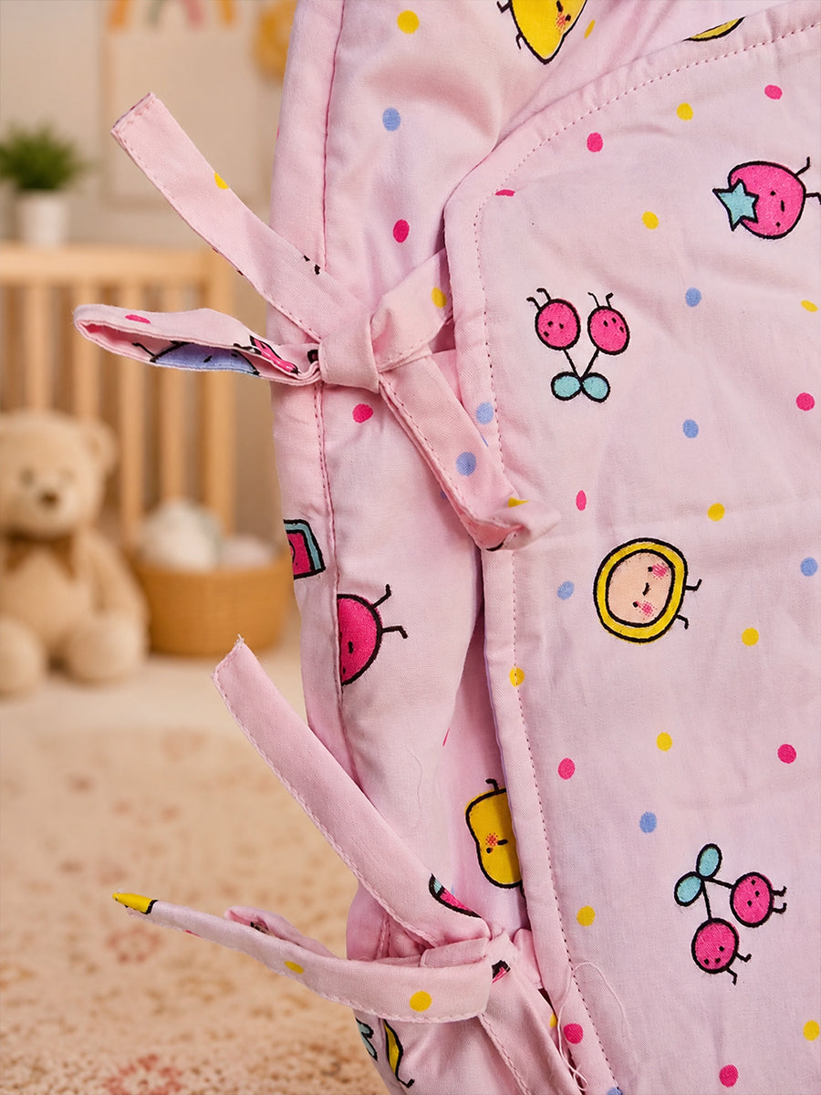 Ziva Cotton Baby Egg Wrap with Hood | Adjustable Side Tie | Double Shade | Baby Pink with Powder Blue | Hooded Baby Wrapper