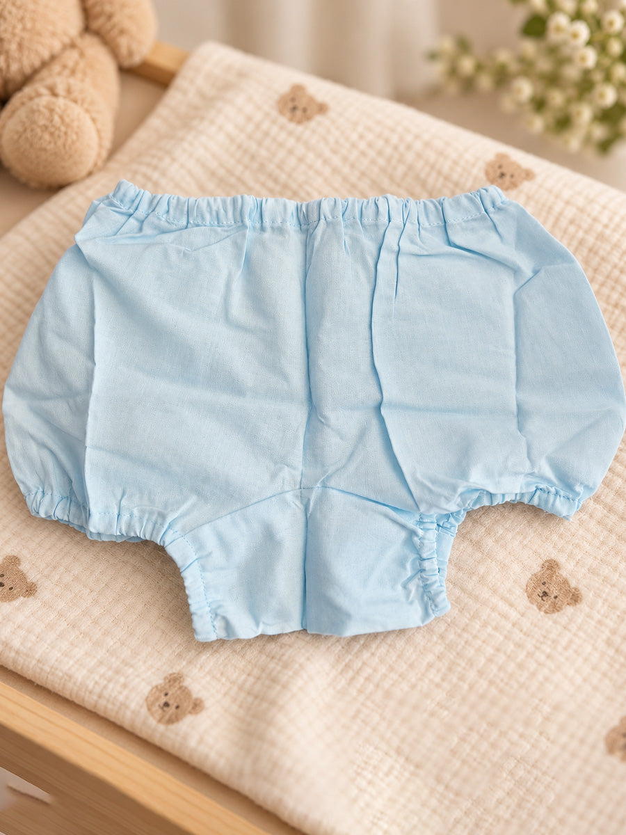 Ziva Baby Cotton Wrap Top & Bloomer Set – Baby Blue | V-Neck Side Tie | 1 Wrap Top + 1 Bloomer